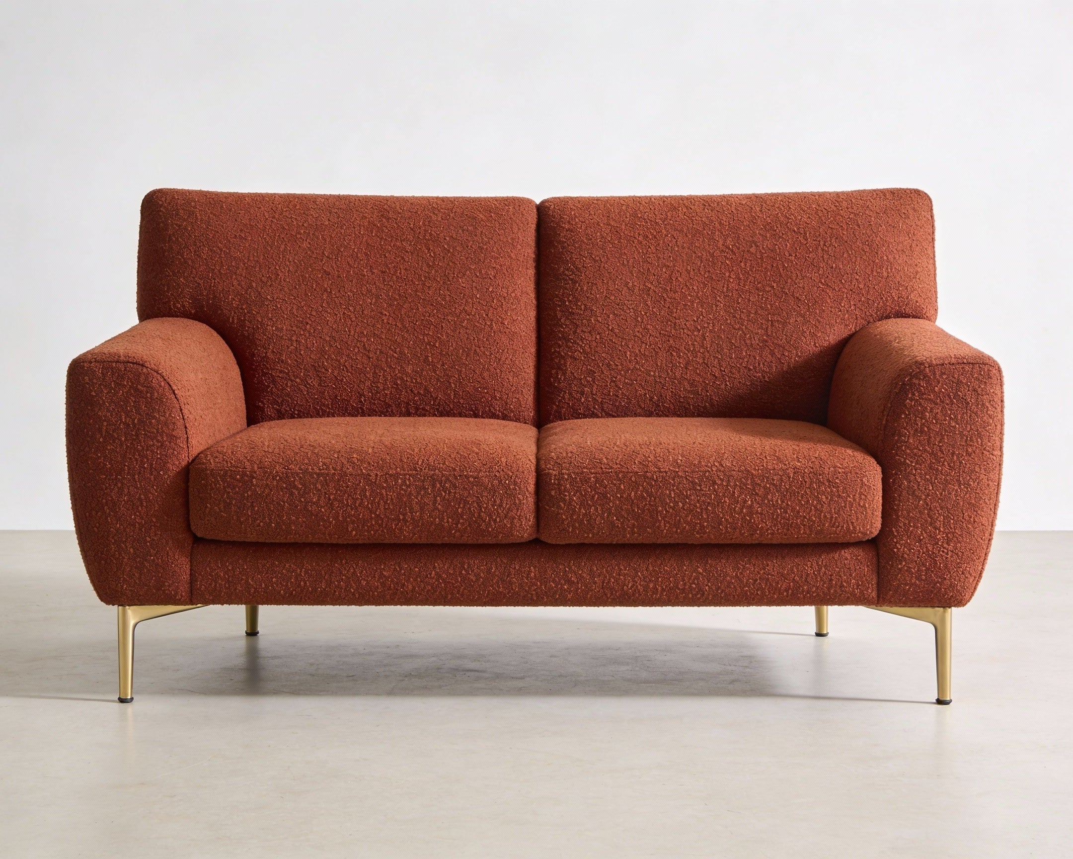 Rust Boucle Contemporary Sofa