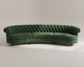 Green curved sofa on a plain background