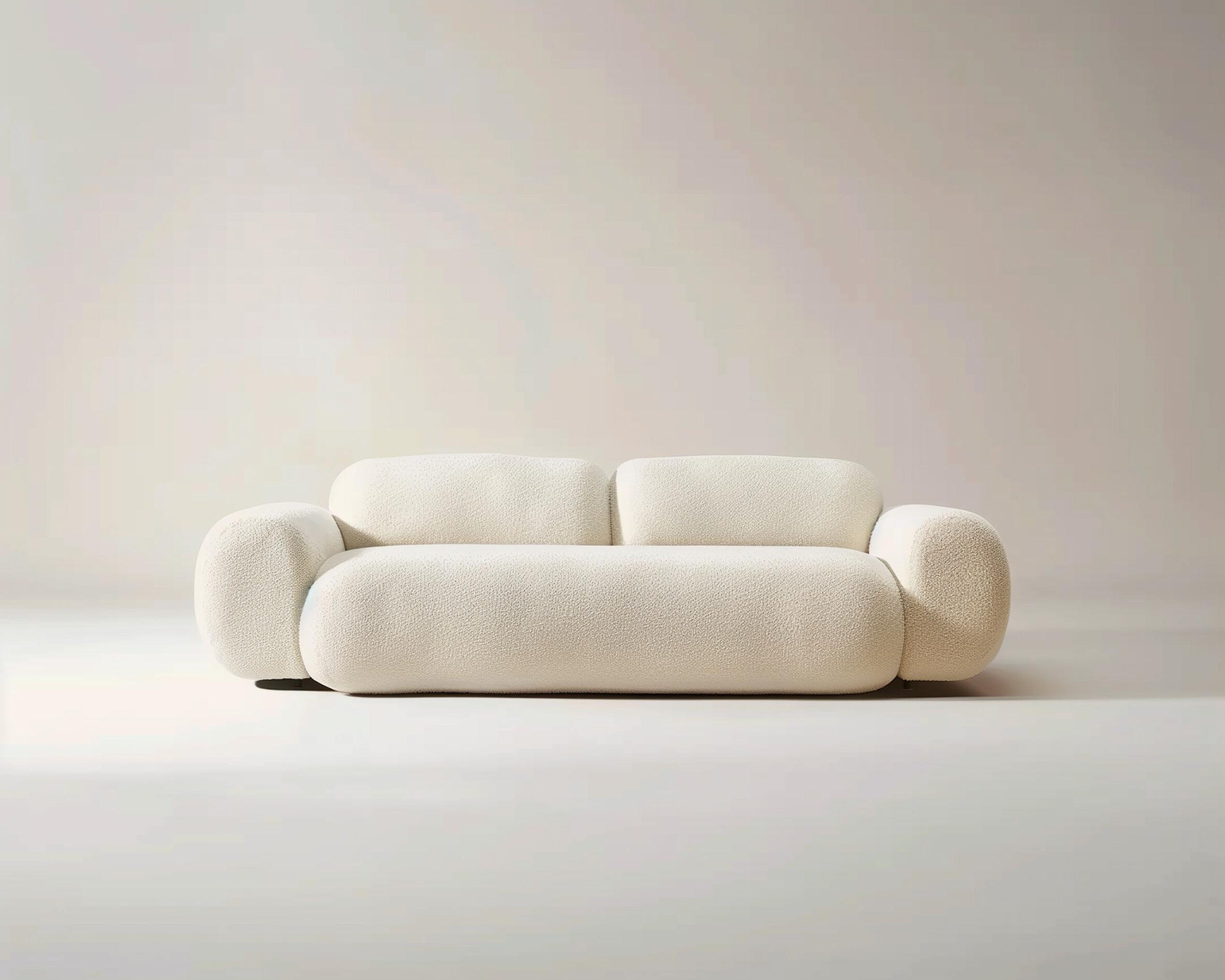 Plush Modern Cream Sofa – Contemporary Sculptural Design